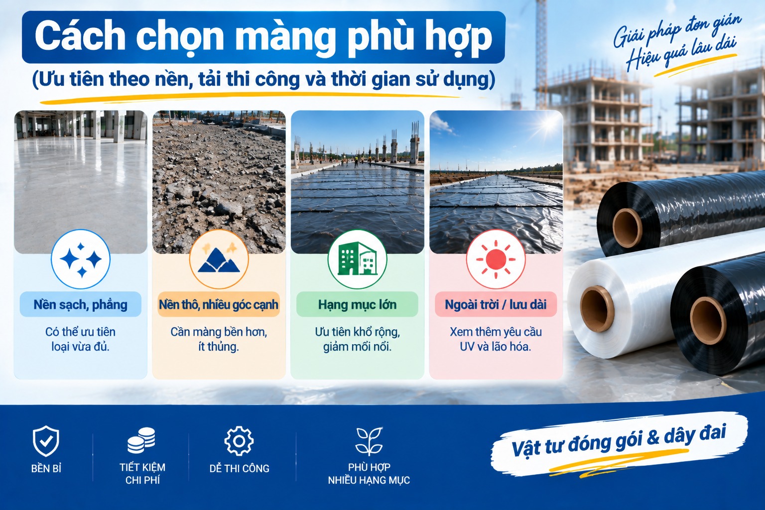 Cách chọn màng lót công trình theo điều kiện nền và hạng mục