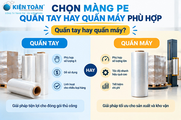 So sánh màng PE quấn tay và màng PE quấn máy