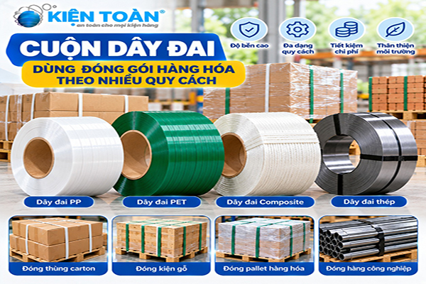 Cuộn dây đai dùng đóng gói hàng hóa theo nhiều quy cách