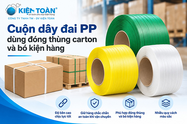 Cuộn dây đai PP dùng đóng thùng carton và bó kiện hàng