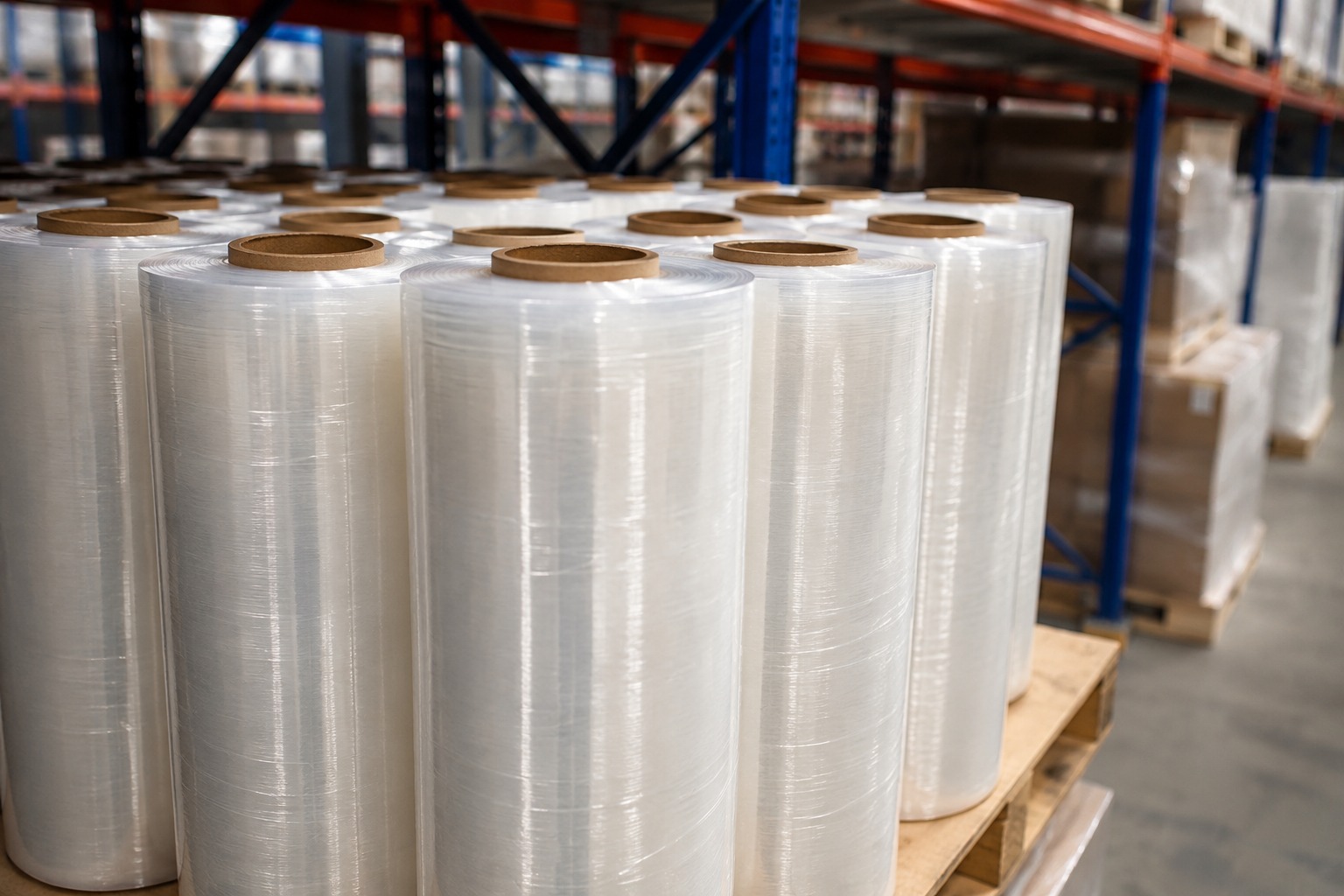 Cuộn màng PE quấn pallet dùng trong đóng gói