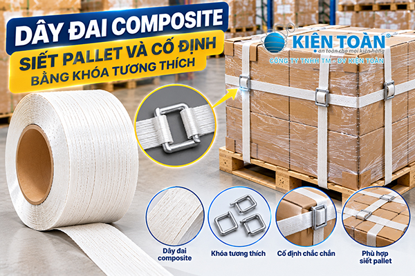 Dây đai composite siết pallet và cố định bằng khóa tương thích