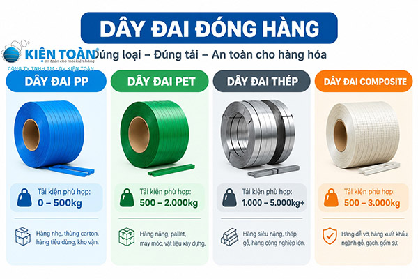 Dây đai đóng hàng cố định kiện hàng và pallet trước khi vận chuyển