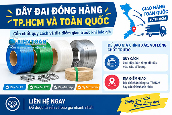 Kiện Toàn cung cấp dây đai đóng hàng TP HCM và giao toàn quốc