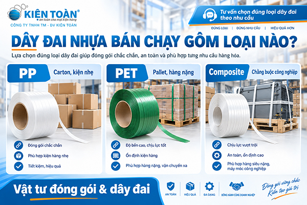 Ba loại dây đai nhựa bán chạy gồm PP PET và Composite