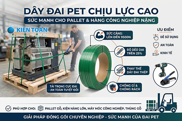 Dây đai PET chịu lực cao cho pallet và hàng công nghiệp nặng