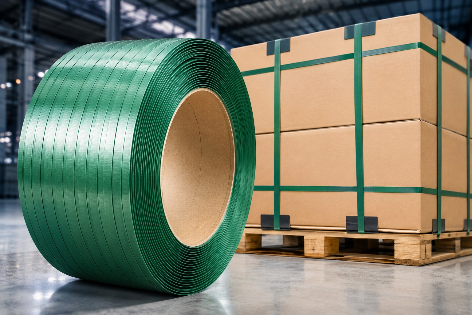 Dây đai PET nhiều quy cách cho nhu cầu đóng gói công nghiệp.