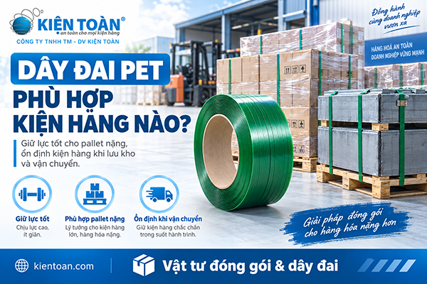 Dây đai PET bán chạy dùng cố định pallet và kiện hàng nặng
