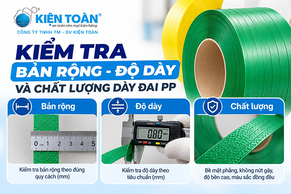 Kiểm tra bản rộng độ dày và chất lượng dây đai PP