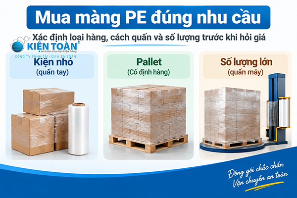 Mua màng PE theo nhu cầu quấn hàng, quấn pallet và quấn máy