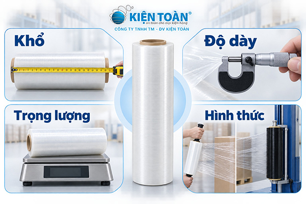 Thông số quy cách cuộn màng PE đen gồm khổ độ dày lõi và trọng lượng