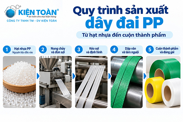 Quy trình sản xuất dây đai PP từ hạt nhựa đến cuộn thành phẩm
