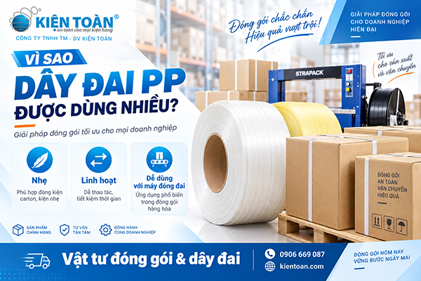 Dây đai PP bán chạy dùng đóng thùng carton và kiện hàng nhẹ